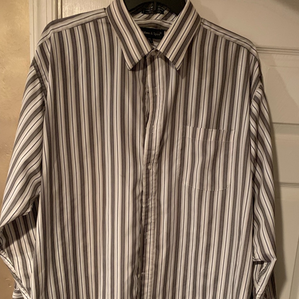 Nice White w/Black stripes Dress Shirt - 18-18.5